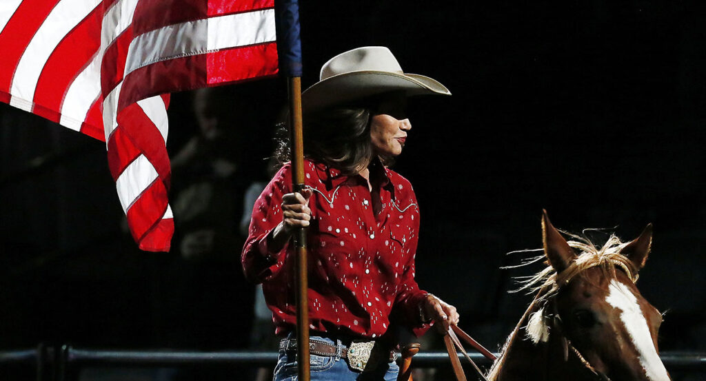 Kristi Noem horse American flag