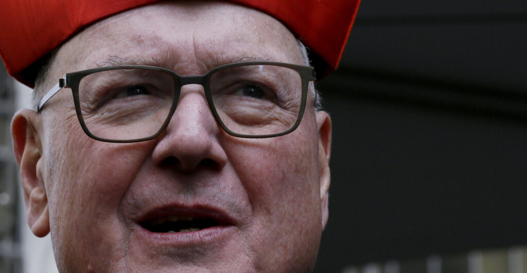Catholic bishops in the United States are calling for prayers and acts of reparation ahead of the Los Angeles Dodgers' "Pride Night" game featuring an anti-Catholic group of drag performers posing as sisters. Pictured: Cardinal Timothy Dolan watches the Saint Patricks Day Parade on March 17, 2023 in New York City. The Saint Patricks Day Parade was canceled in 2020 due to the COVID-19 pandemic and returned in a limited capacity in 2021. Last year's was considered the full return to form for the event. (Photo by Leonardo Munoz/VIEWpress)