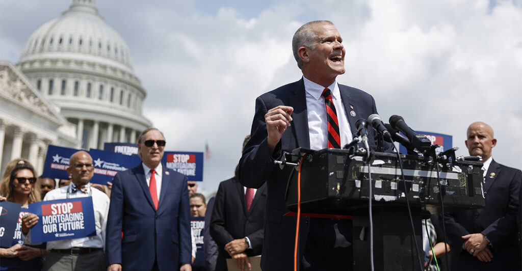 House Freedom Caucus Members Speak To The Press outside US Capitol