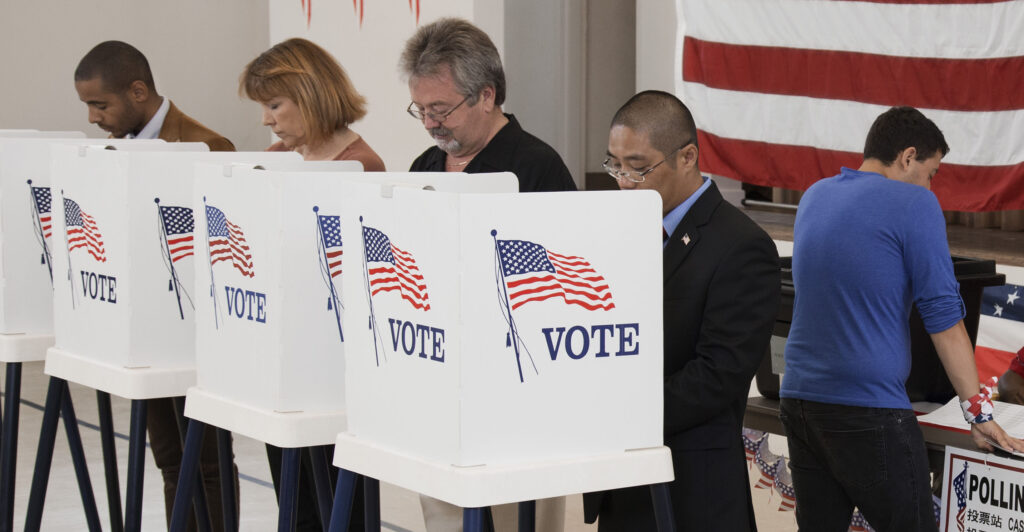 voters at voting booths