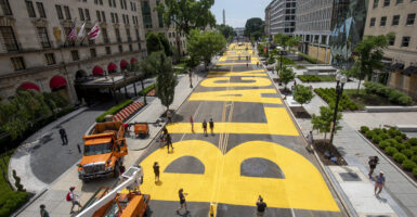"Black Lives Matter" painted in large letters on 16th Street near the White House
