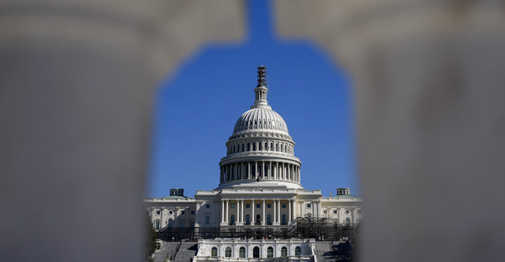 WASHINGTON, DC - OCTOBER 23: A view of the U.S. Capitol October 23, 2023 in Washington, DC. House Republicans are scheduled to hold a candidate forum this evening for Speaker of the House. The House Republican caucus is still searching for a new Speaker of the House candidate after Rep. Jim Jordan (R-OH) failed on three separate attempts to achieve a majority of votes in the House of Representatives. (Photo by Drew Angerer/Getty Images)