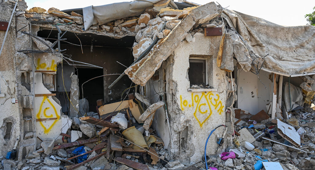 An Israeli house utterly obliterated in Hamas' terrorist attack