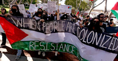 Pro-Palestine students protest on campus holding signs