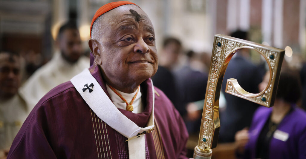 With a cross of ash on his forehead, Cardinal Wilton Gregory, archbishop of Washington, leads the recession of the Mass on Ash Wednesday at the Cathedral of St. Matthew the Apostle on February 22, 2023 in Washington, DC. (Photo by Chip Somodevilla/Getty Images)