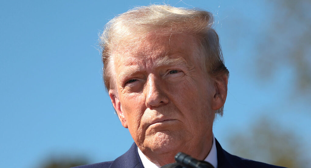 Donald Trump gazes into the camera