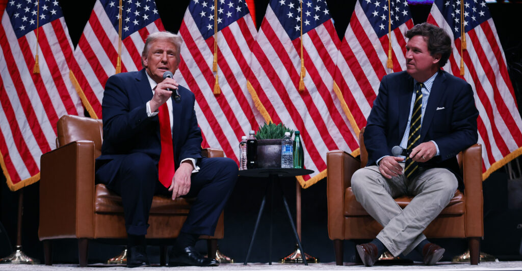 Trump and Tucker talk on stage in Arizona