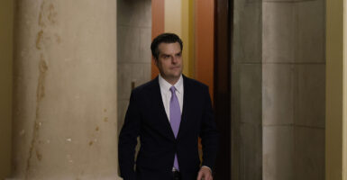 Former Rep. Matt Gaetz in a suit