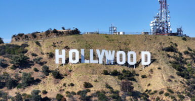 The iconic Hollywood sign on Mount Lee in Los Angeles