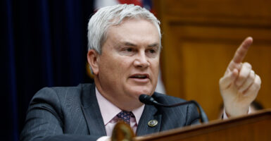 House Oversight and Accountability Committee Chairman Rep. James Comer wags a finger at a witness before his panel.