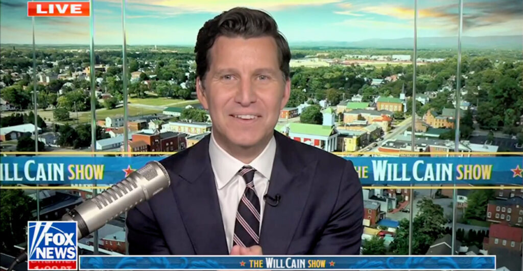 A screenshot of Fox News host Will Cain on his new afternoon show