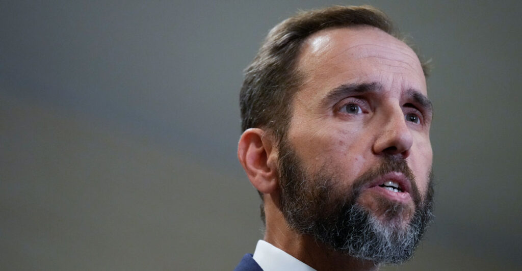 Close-up of former special counsel Jack Smith speaking.