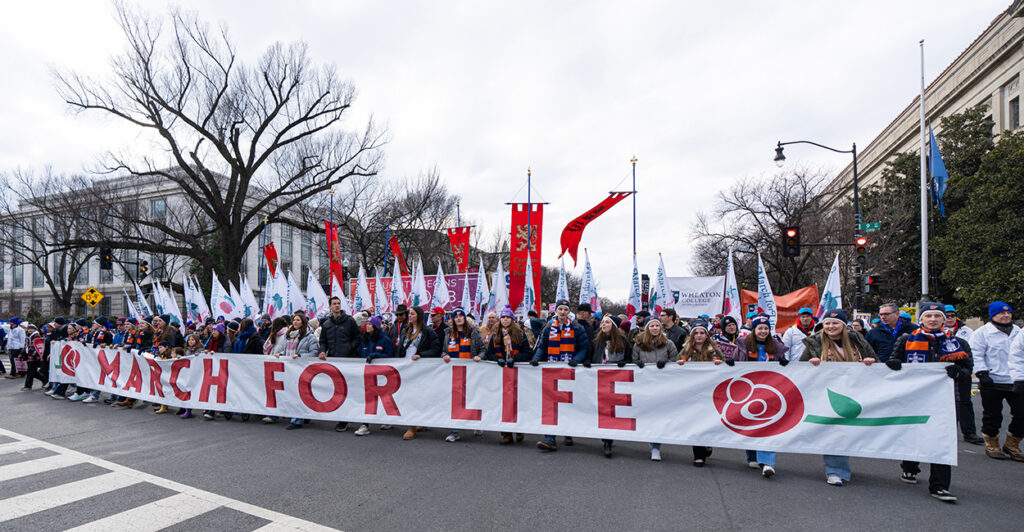Pro-lifers in the 52nd annual March for Life proceed down Constitution Avenue in Washington.