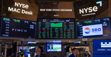 Electronic signs are lighted up with results from that New York Stock Exchange.