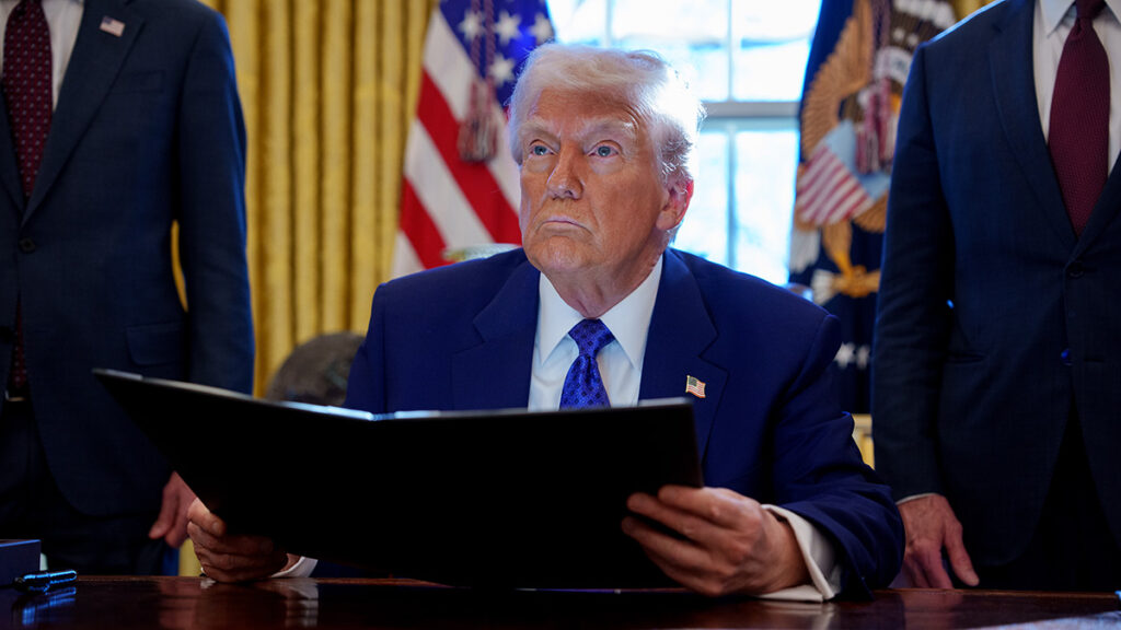 Donald Trump in a blue suit