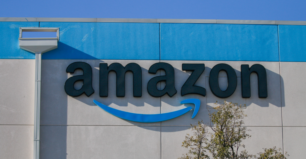 The facade of an Amazon building