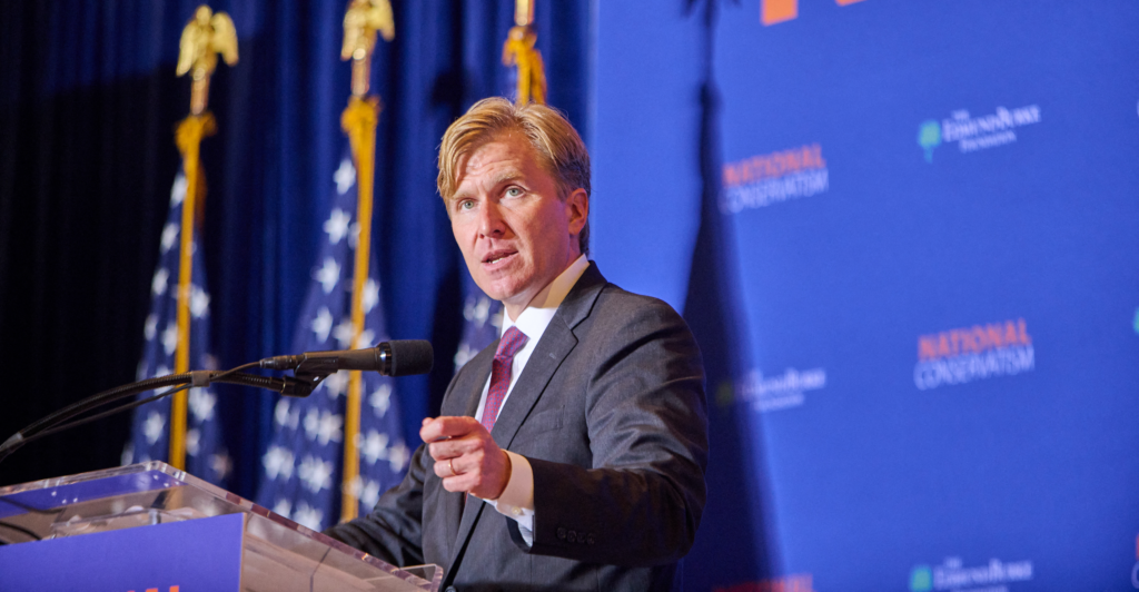 Elbridge Colby speaks at the National Conservative Conference in Washington on July 9, 2024.