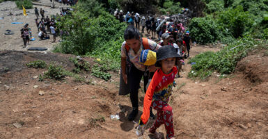 Migrants march through Darien Province in Panama.