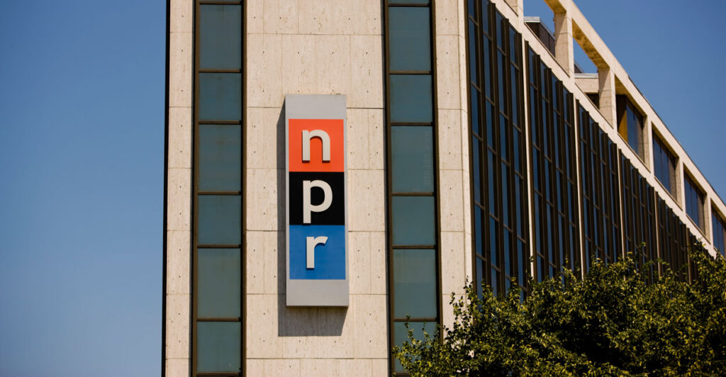 NPR logo on building.