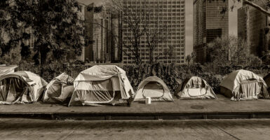 Tents of the homeless in Los Angeles