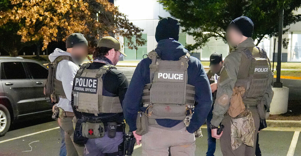Federal law enforcement officials conduct a pre-operational briefing in Washington, D.C., on Feb. 4.
