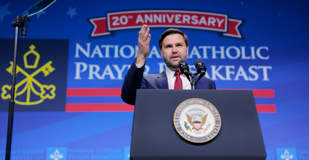Vice President JD Vance speaks at the National Catholic Prayer Breakfast.