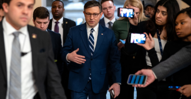 House Speaker Mike Johnson, R-La., addresses reporters.