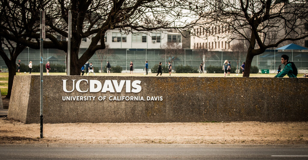 The University of California-Davis sign.