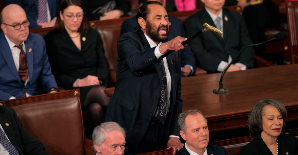 Rep. Al Green, D-Texas, interrupts President Donald Trump's speech on Tuesday night.