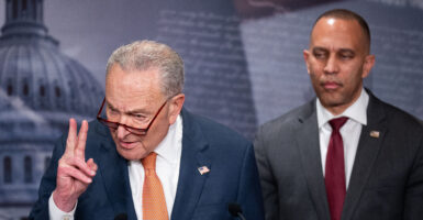 Senate Minority Leader Chuck Schumer, D-N.Y., (left) and House Minority Leader Hakeem Jeffries, D-N.Y.