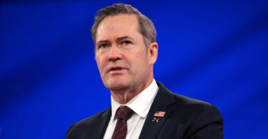 OXON HILL, MARYLAND - FEBRUARY 21: National Security Advisor Michael Waltz participates in an interview with political commentator Mercedes Schlapp at the Conservative Political Action Conference (CPAC) at the Gaylord National Resort Hotel And Convention Center on February 21, 2025 in Oxon Hill, Maryland. The annual four-day gathering brings together conservative U.S. lawmakers, international leaders, media personalities and businessmen to discuss and champion conservative ideas. (Photo by Kayla Bartkowski/Getty Images)