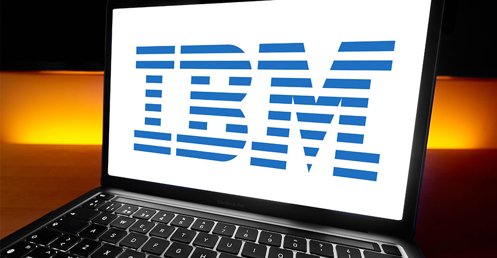 IBM logo on a MacBook screen.