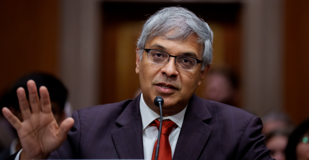 Jay Bhattacharya testifies before HELP Senate Committee. Photo by Andrew Harnik/Getty Images)