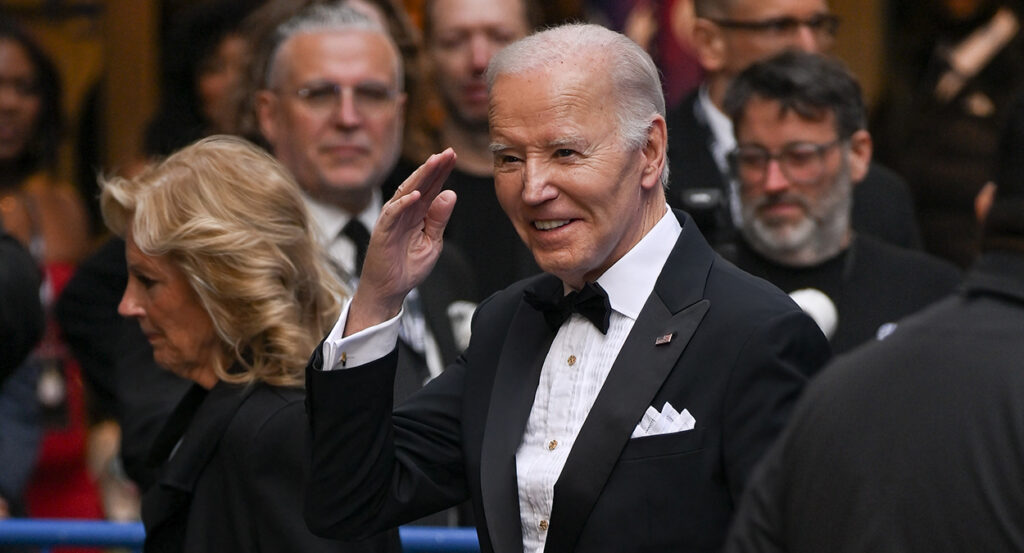 Joe Biden in a black tuxedo