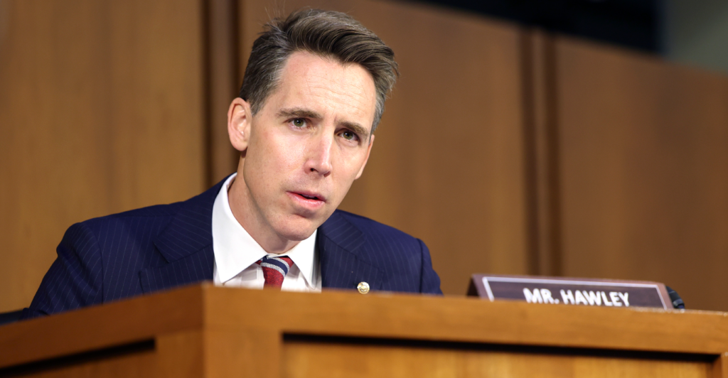 Sen. Josh Hawley, R-Mo., at a Senate committee hearing