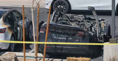 A burned-out Tesla
