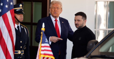President Donald Trump greets Ukrainian President Volodymyr Zelenskyy at the White House on Feb. 28.