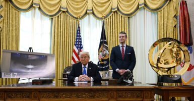 President Donald Trump and Secretary of Defense Pete Hegseth in the Oval Office on Friday.