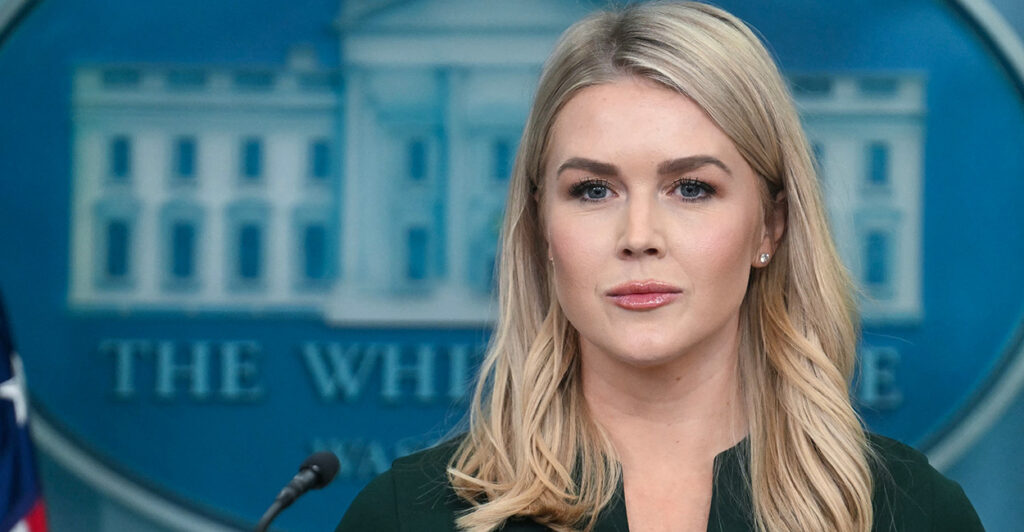 White House press secretary Karoline Leavitt speaks at the daily briefing at the White House on Monday.