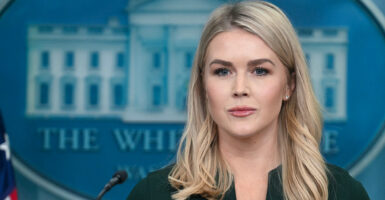White House press secretary Karoline Leavitt speaks at the daily briefing at the White House on Monday.