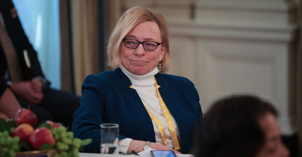 Gov. Janet Mills, D-Maine, is seen here at the White House on Feb. 21.