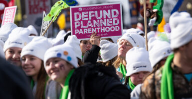 The March for Life proceeds down Constitution Avenue after a rally on the National Mall in Washington on Jan. 24.