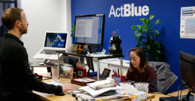 Employees work at ActBlue in Somerville, Mass., on Nov. 13, 2018.