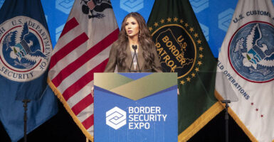 Secretary of Homeland Security Kristi Noem speaks at the Border Security Expo in Phoenix, Arizona, on Tuesday.