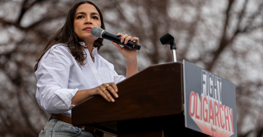 Rep. Alexandria Ocasio Cortez, D-N.Y., speaks at a March 21 rally in Denver, Colorado.