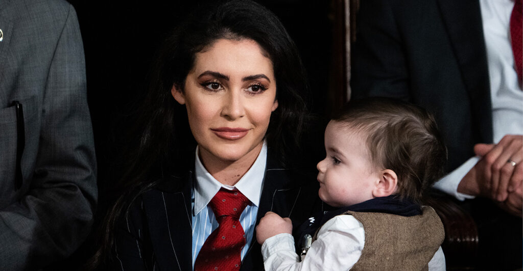Rep. Anna Paulina Luna, R-Fla., is seen with her young son in the House chamber on Jan. 3.