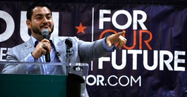 Then-gubernatorial candidate Abdul El-Sayed campaigns on the campus of Wayne State University on July 28, 2018, in Detroit, Michigan.