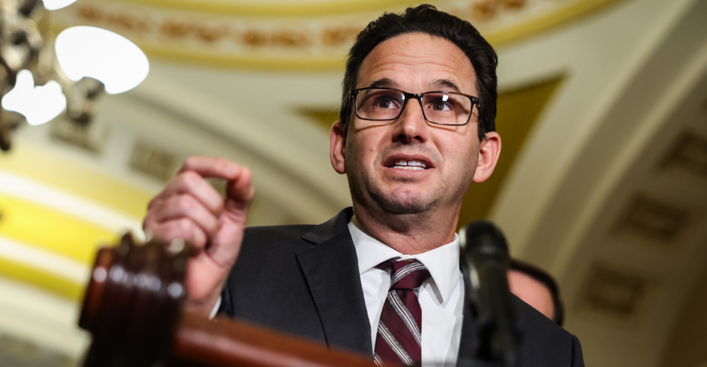 Sen. Brian Schatz, D-Hawaii, speaks at a press conference at the Capitol on Jan. 21.
