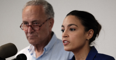 Rep. Alexandria Ocasio-Cortez, D-N.Y., and Sen. Chuck Schumer, D-N.Y.