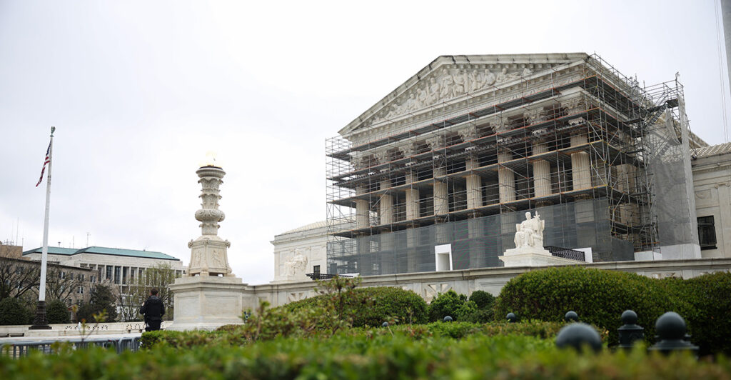 The U.S. Supreme Court on an overcast day.